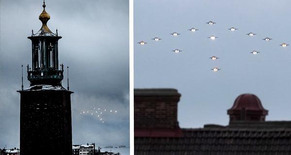 Видео: в небе над Стокгольмом заметили рождественскую ель