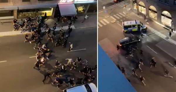 Видео: шведская полиция применила слезоточивый газ на акции протеста в центре Стокгольма