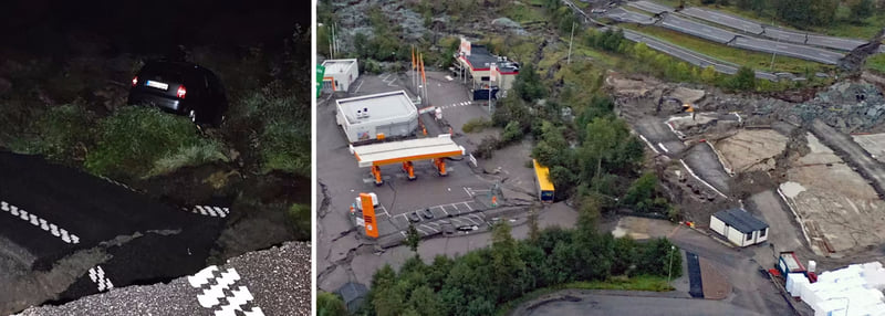 Оползень обрушил автотрассу в Швеции