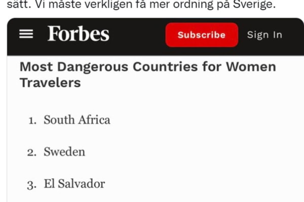 Швецию признали одной из самых опасных стран для женщин