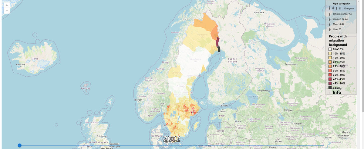 Новая интерактивная карта показывает демографическую трансформацию Швеции