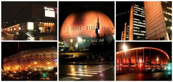 Стокгольмские здания сегодня «горят» оранжевым цветом