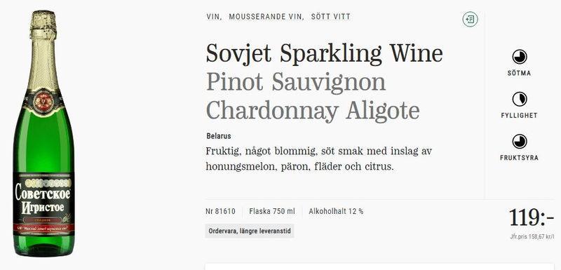В Швеции хотят запретить пить Советское шампанское