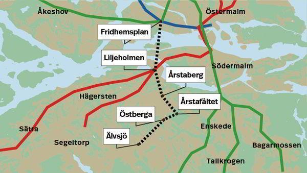 Через Årsta возможно пройдёт новая ветка метро